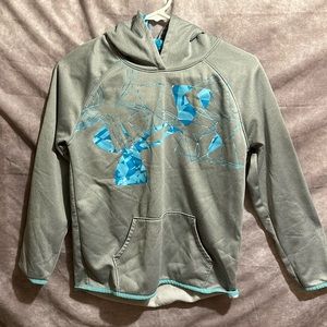 Girls blue and gray under Armour hooded sweatshirt